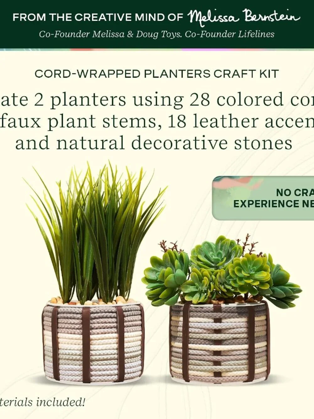 Lifelines FlowCrafts, Cord-Wrapped Planters-NWT
